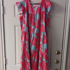 Vibrant Pink and Blue Floral Dress